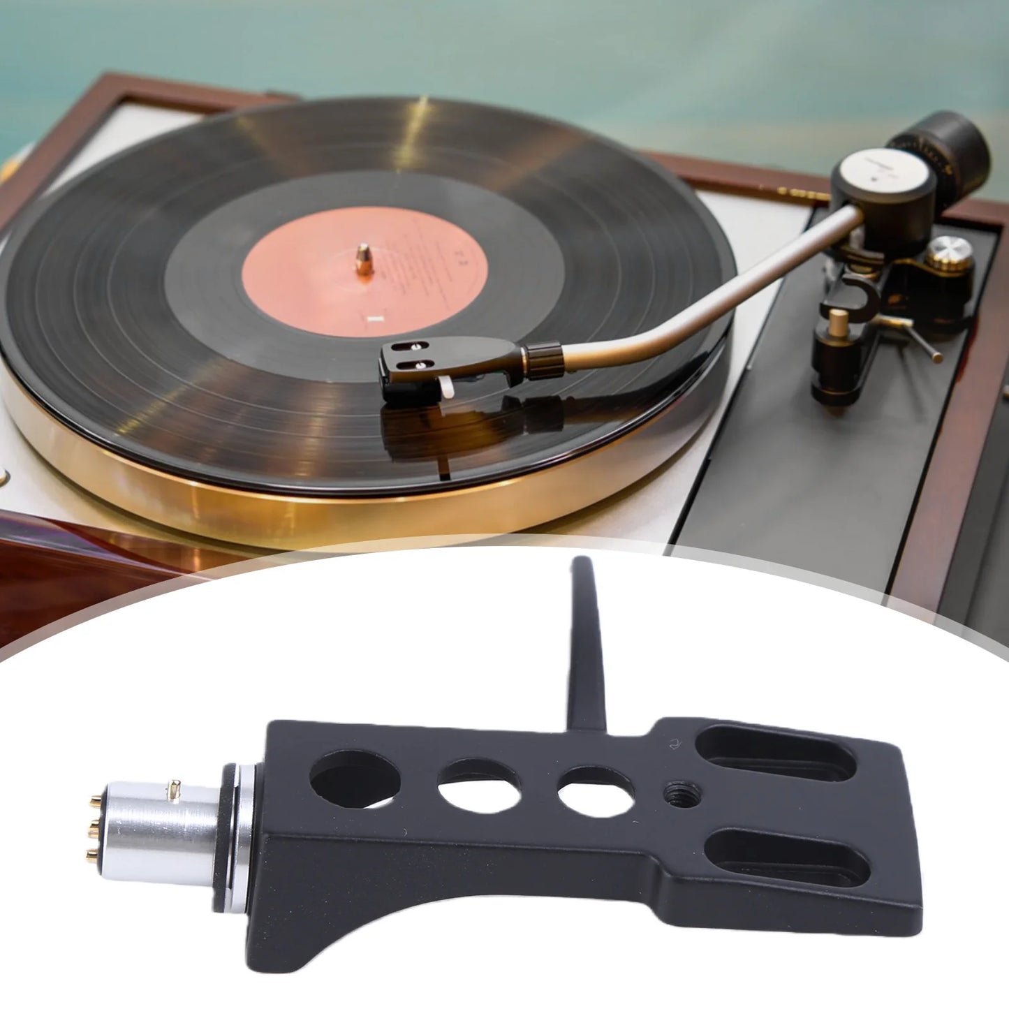 Turntable Headshell with 4 Lead Wires Cartridge Headshell Stylus Holder for LP Vinyl Record Player Turntable Phonograph (Black)