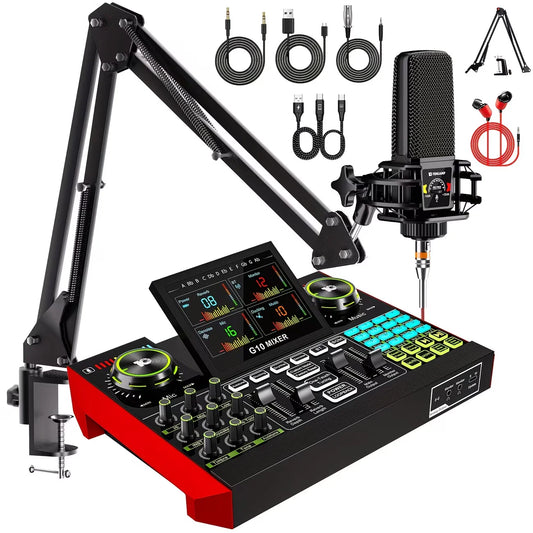 Professional Microphone Bundle with Voice Changer & Reverb Kit for Podcasting, Influencers, Kols, Singing, Gaming, And Djing. This Controller Equipment Is Designed for Studio-Quality Recording And Electronic Music Mixing