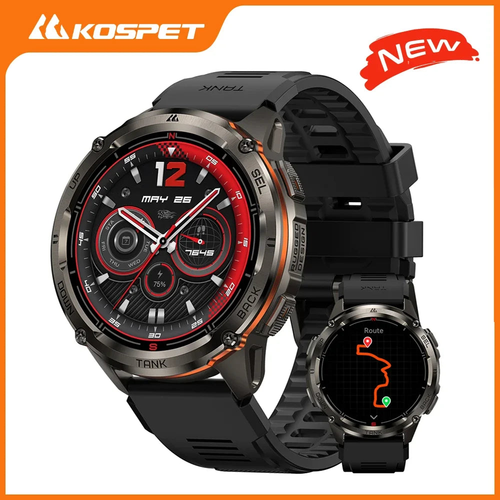 GPS Smart Watch for Men Bluetooth Call 5ATM IP69K Waterproof Men's Watch Stainless Steel Health Monitor