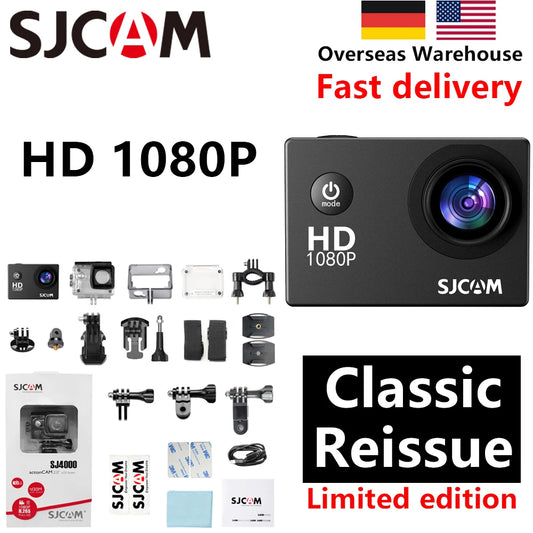 SJCAM HD 1080P Action Camera Snorkeling Sport Camera 2.0" LTPS LCD 170 FOV Wide Angle 30M Underwater Camera for Surfing Skiing