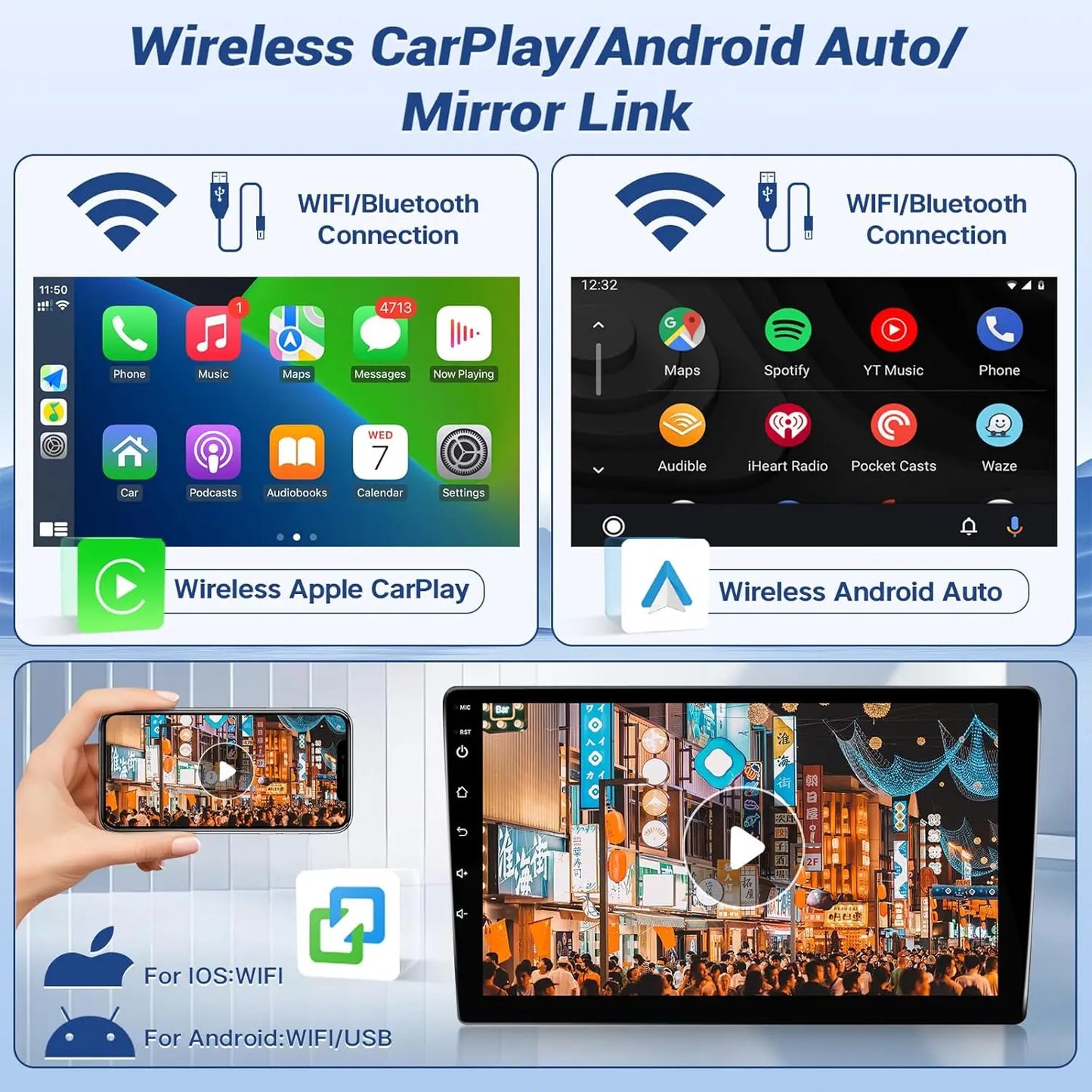 Android 15 Car Radio Video Audio Multimedi Player for Honda Accord 8 US 2008-2013 CarPlay GPS Navi DSP Stereo Split Screen WIFI
