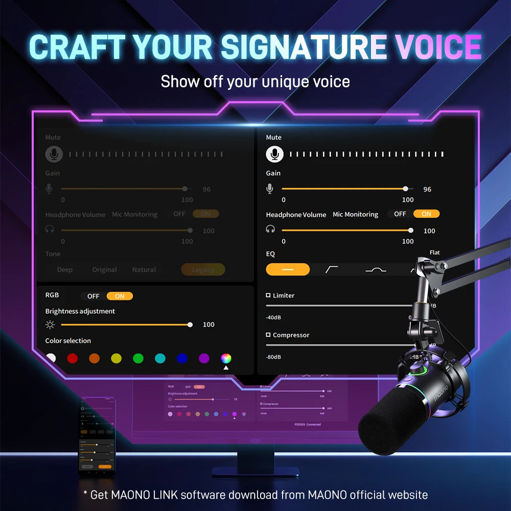 XLR/USB Dynamic Microphone for Gaming Recording Streaming Youtube Metal Mic with Software Tap-to-Mute Gain Knob