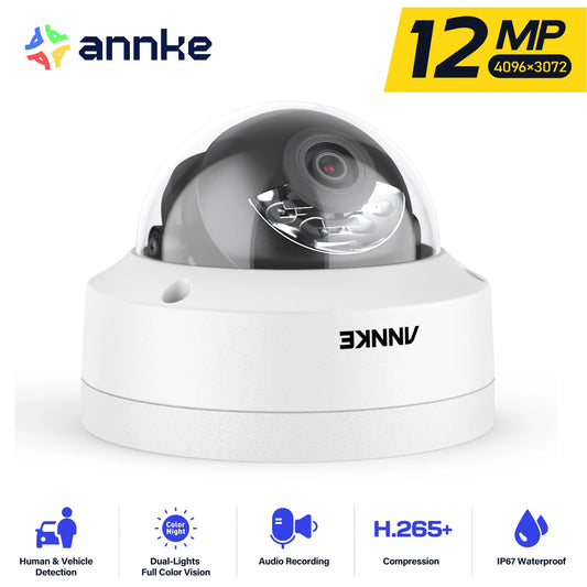 12MP Outdoor Smart Dual Light PoE Security Camera Color IR Night Vision Built-in Microphone IP67 Smart Home H.265+