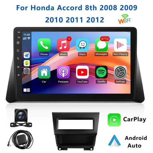 Wireless CarPlay Android Auto Car Radio For Honda Accord 8th 2008-2013 GPS Multimedia 2 Din 4G 64G Android 12