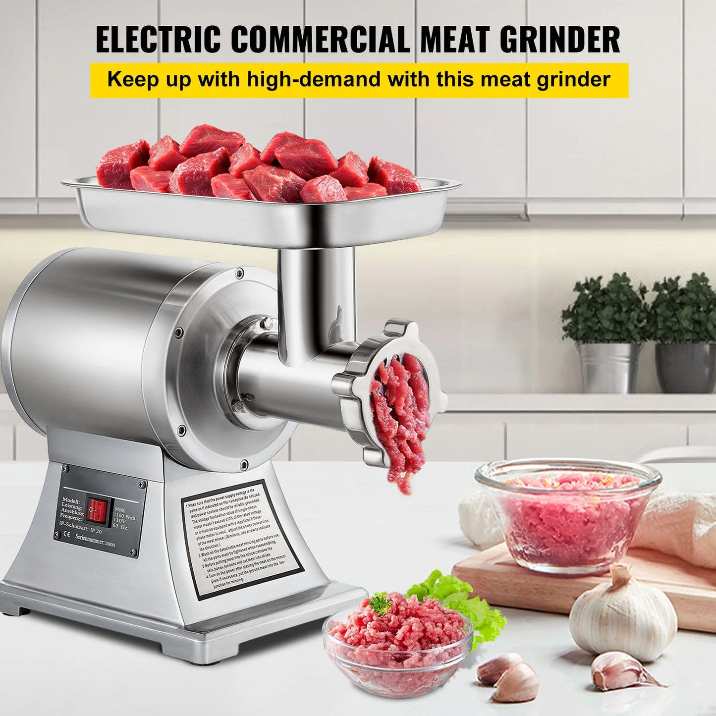 Electric Meat Mincer 330LBS/H Capacity Meat Grinder Machine, Stainless Steel Meat Grinder Commercial Sausage Stuffer Maker for Home & Commercial Use