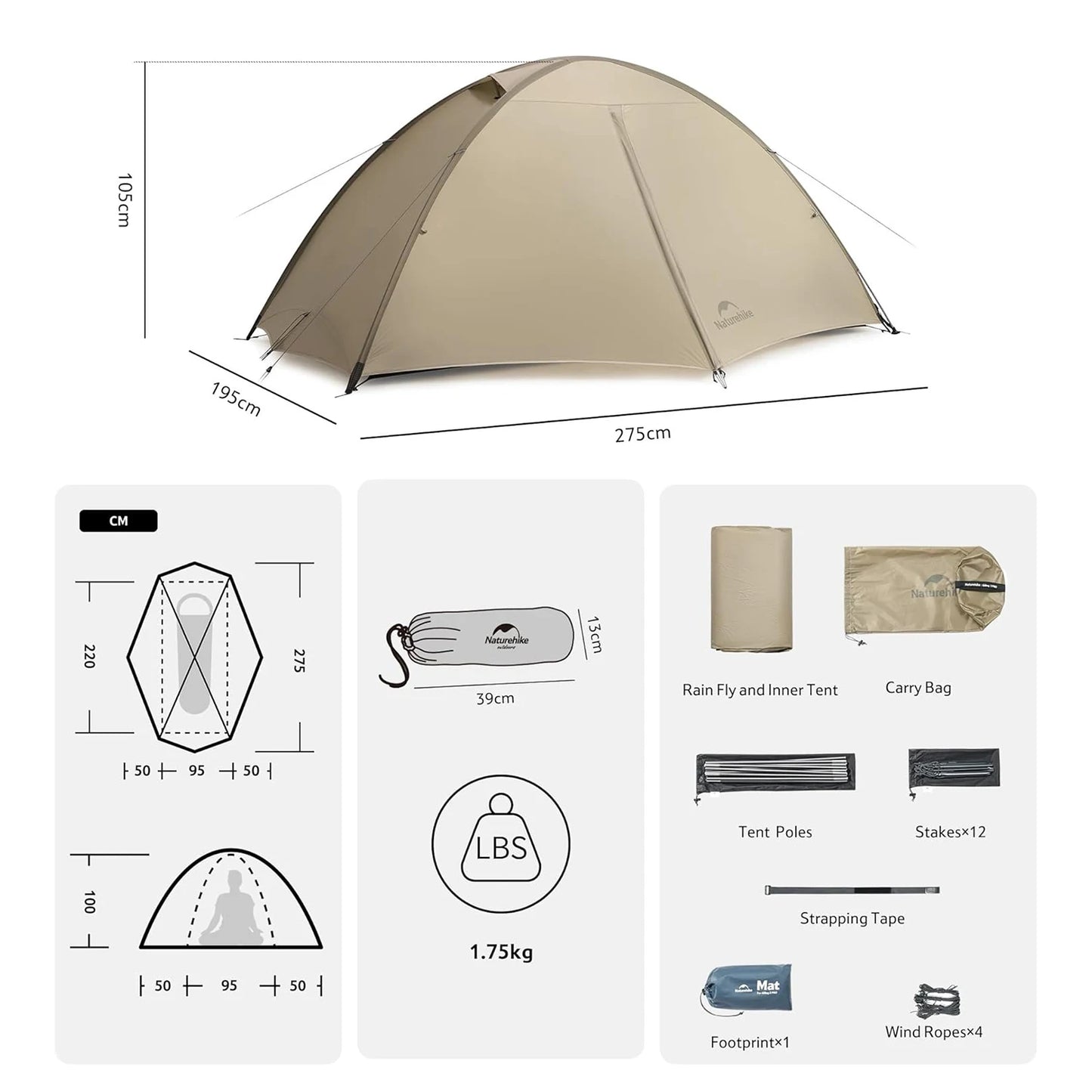 4 Seasons Giling PRO Hiking Tent Easy Setup Dome Tent Outdoor Camping Portable Equipment Mountaineering Tent Ultralight Backpacking Tent