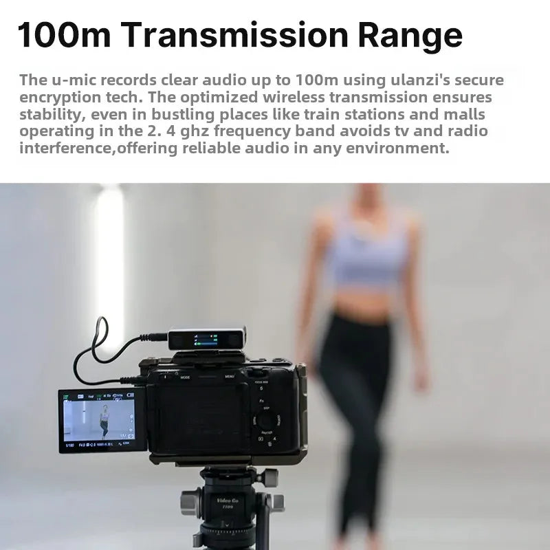 2.4G Stereo Wireless Microphone 100m Pickup 20+H Dual-Channel Recording for DSLR IOS Android PC Live Interview