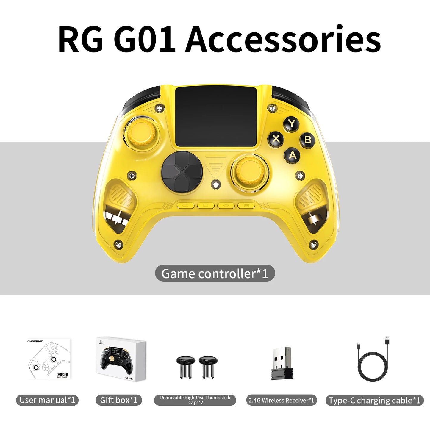 RG G01 Retro Games Controller Hall Effect Triggers Bluetooth/Wired/Wireless XBOX Gamepad for PC Android IOS Steam Linux