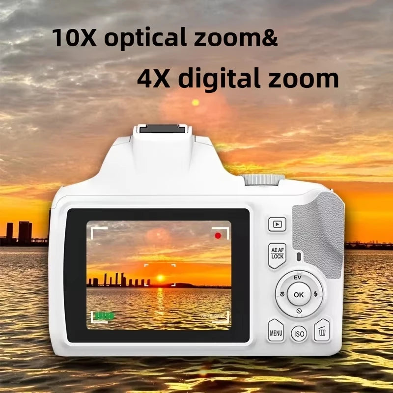 4K 64MP HD Digital Camera 10X Optical Zoom Built-In Flash Camera for Beginners Photography Enthusiast Travel Daily Vlog Recorder