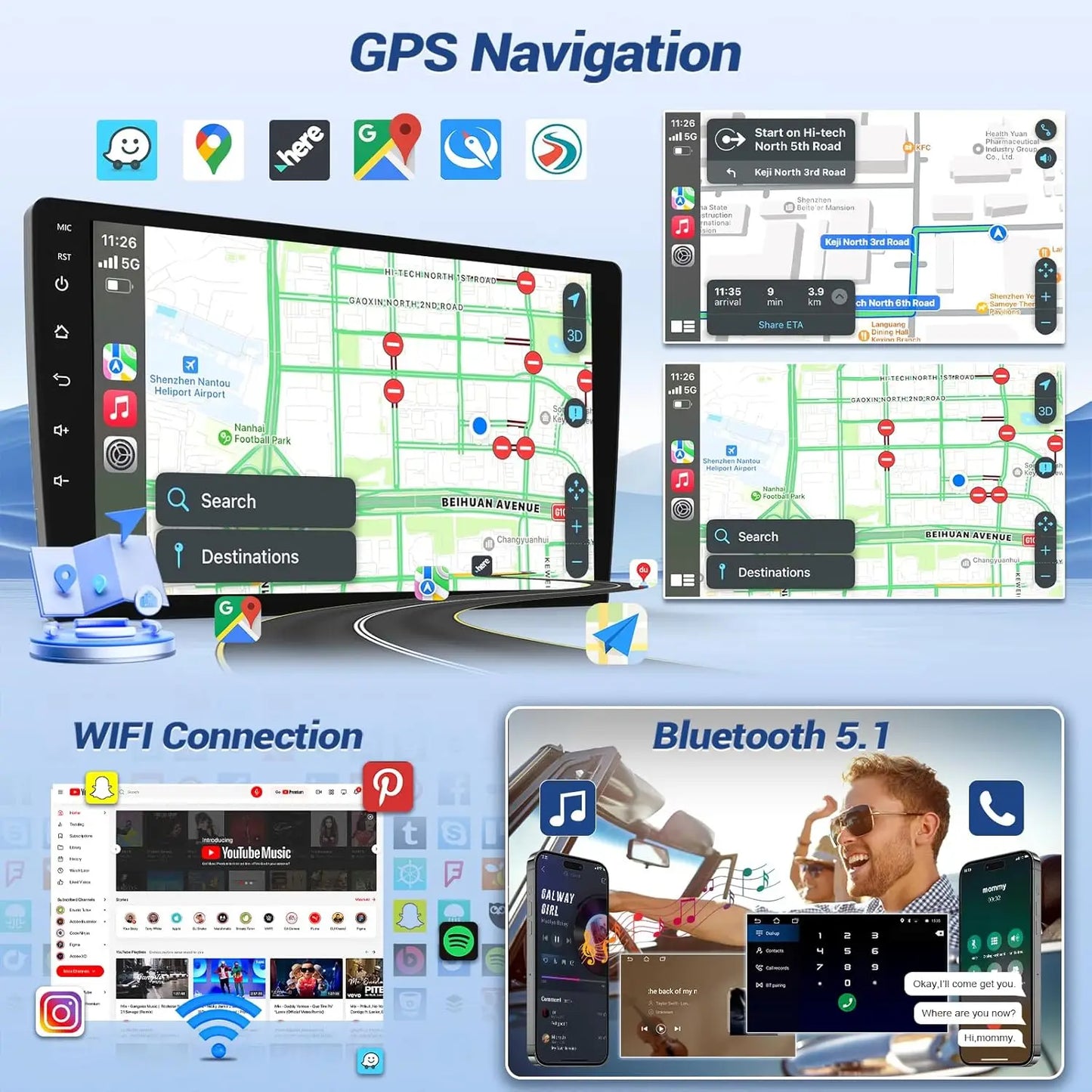 Android 15 Car Radio Video Audio Multimedi Player for Honda Accord 8 US 2008-2013 CarPlay GPS Navi DSP Stereo Split Screen WIFI