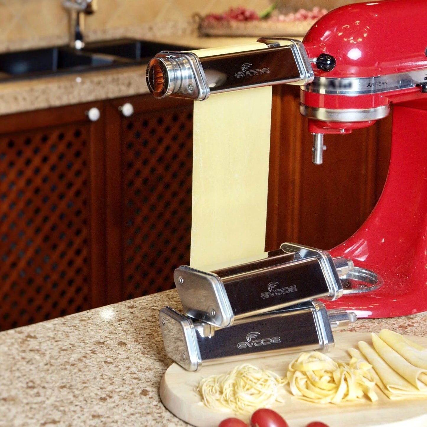 3 Piece Pasta Maker Attachment for KitchenAid Stand Mixer Stainless Steel Sheet Roller Spaghetti Fettuccine Cutter