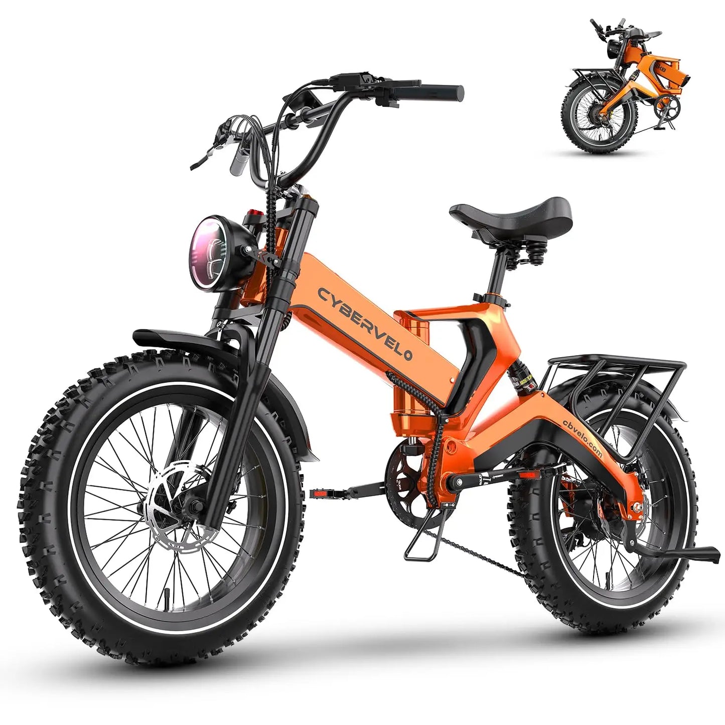 20” Fat Tire 2000W Peak Motor Luxury Foldable ebike 48V Removable Battery E Bicycle 35+ MPH 100+Miles Long Range EK6