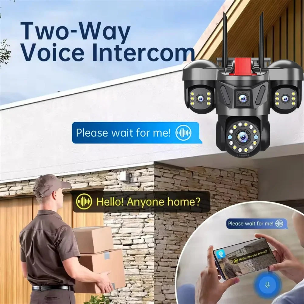 24MP Outdoor WiFi Camera Triple Lens Home Security CCTV Video Surveillance System With Night Vision Triple Screens