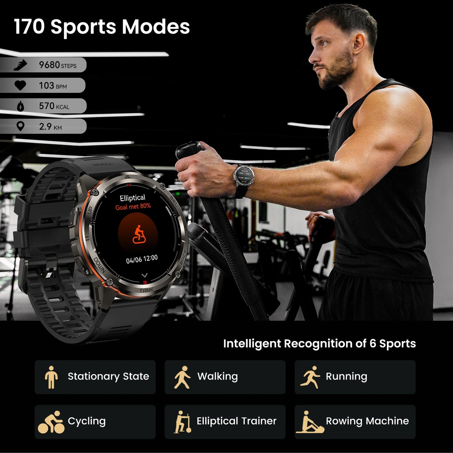 GPS Smart Watch for Men Bluetooth Call 5ATM IP69K Waterproof Men's Watch Stainless Steel Health Monitor