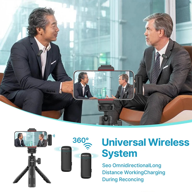 Wireless Lavalier Microphone for iPhone 17 16 iPad, 2-in-1 Plug-Play Mic with Charging Case for Phone Video Recording