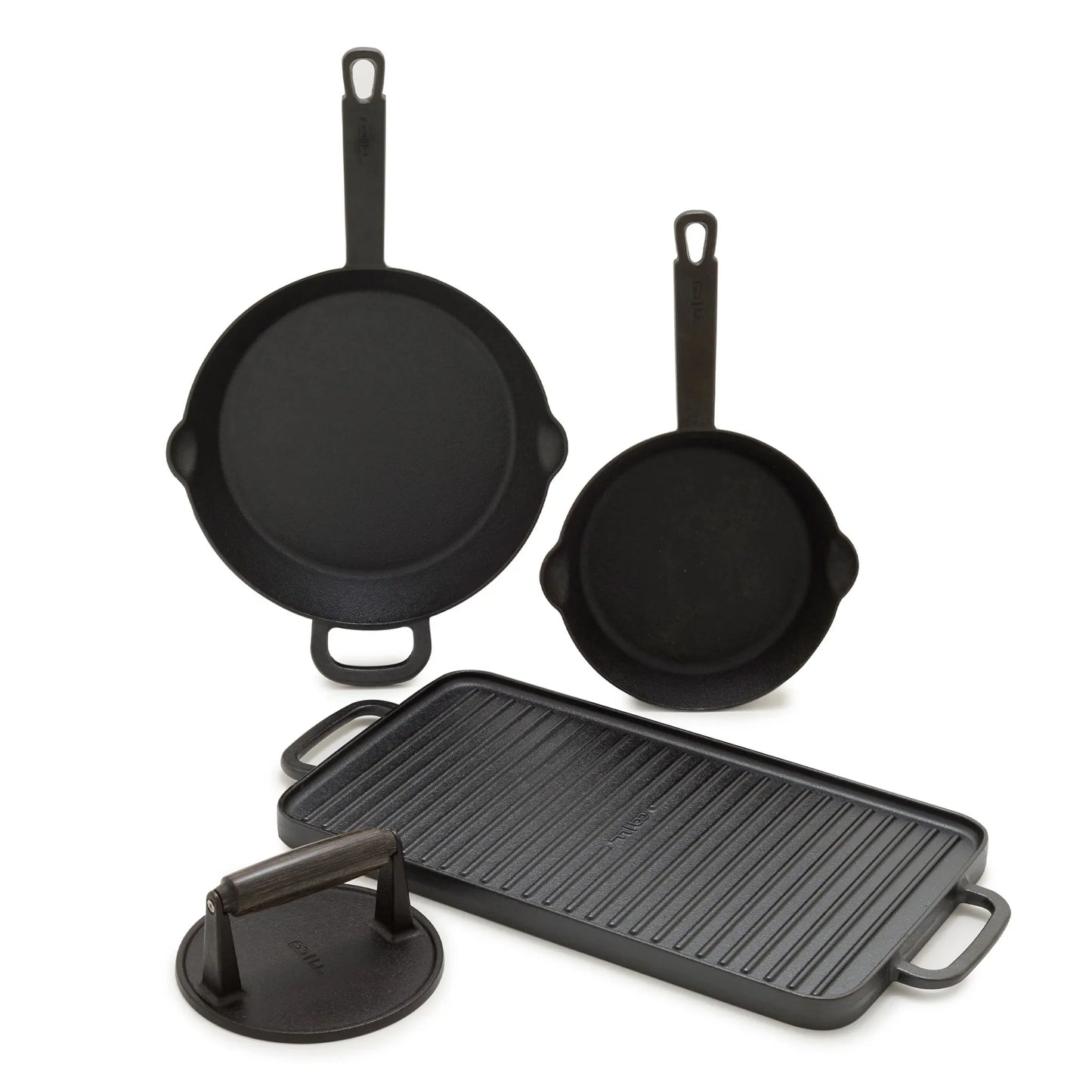 4-Piece Pre-Seasoned Cast Iron Skillet Cookware Set, Black