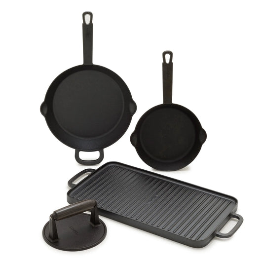 4-Piece Pre-Seasoned Cast Iron Skillet Cookware Set, Black