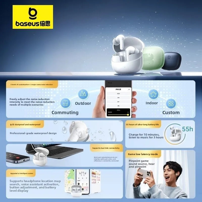 Bluetooth Earphones Deep Noise Reduction Wireless In Ear High Quality Sports Music Gold Label Certified Earphones