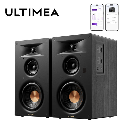 3-Way Bookshelf Speakers with 5.25'' Woofer, 70W RMS, App Control, Edge Horn Tech&BassMX for Home Theater, Record Player