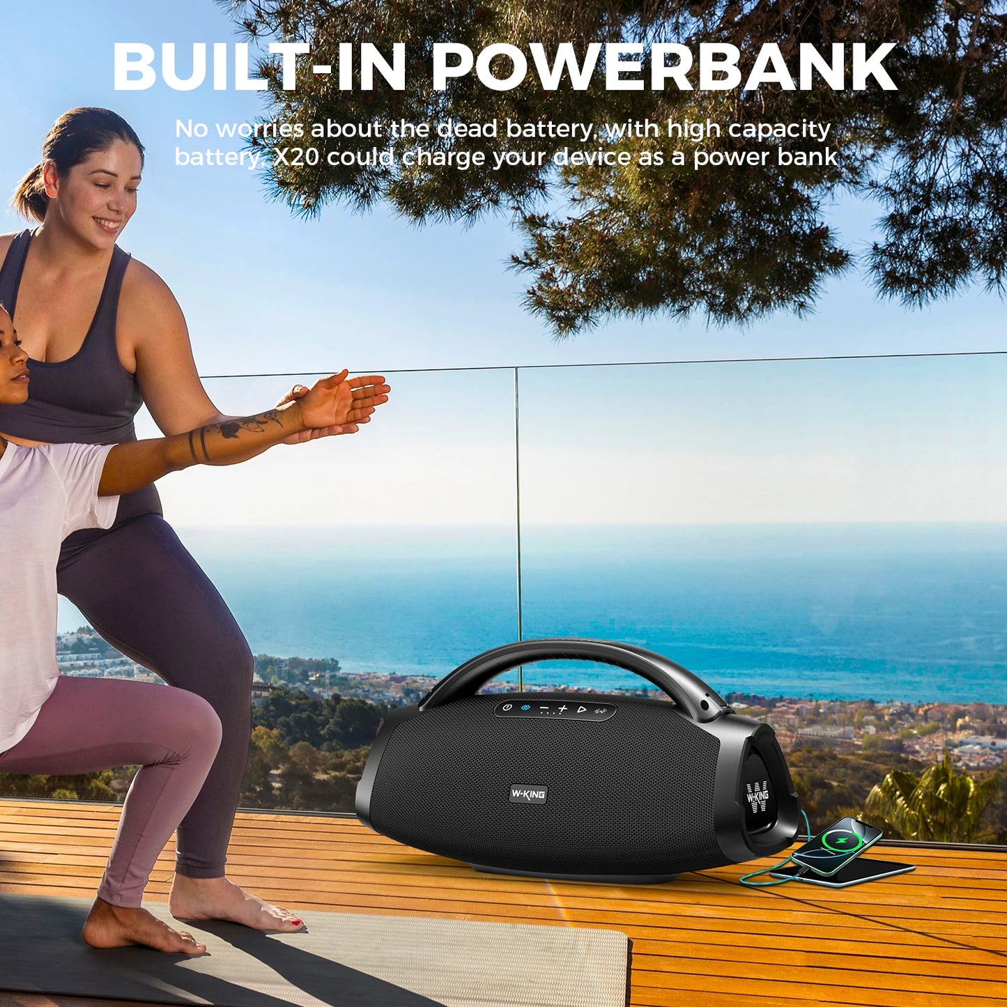 200W RMS Portable Bluetooth Speakers, Massive Bass Party Boombox IPX7 Waterproof Speaker Large, Loud Outdoor Speaker