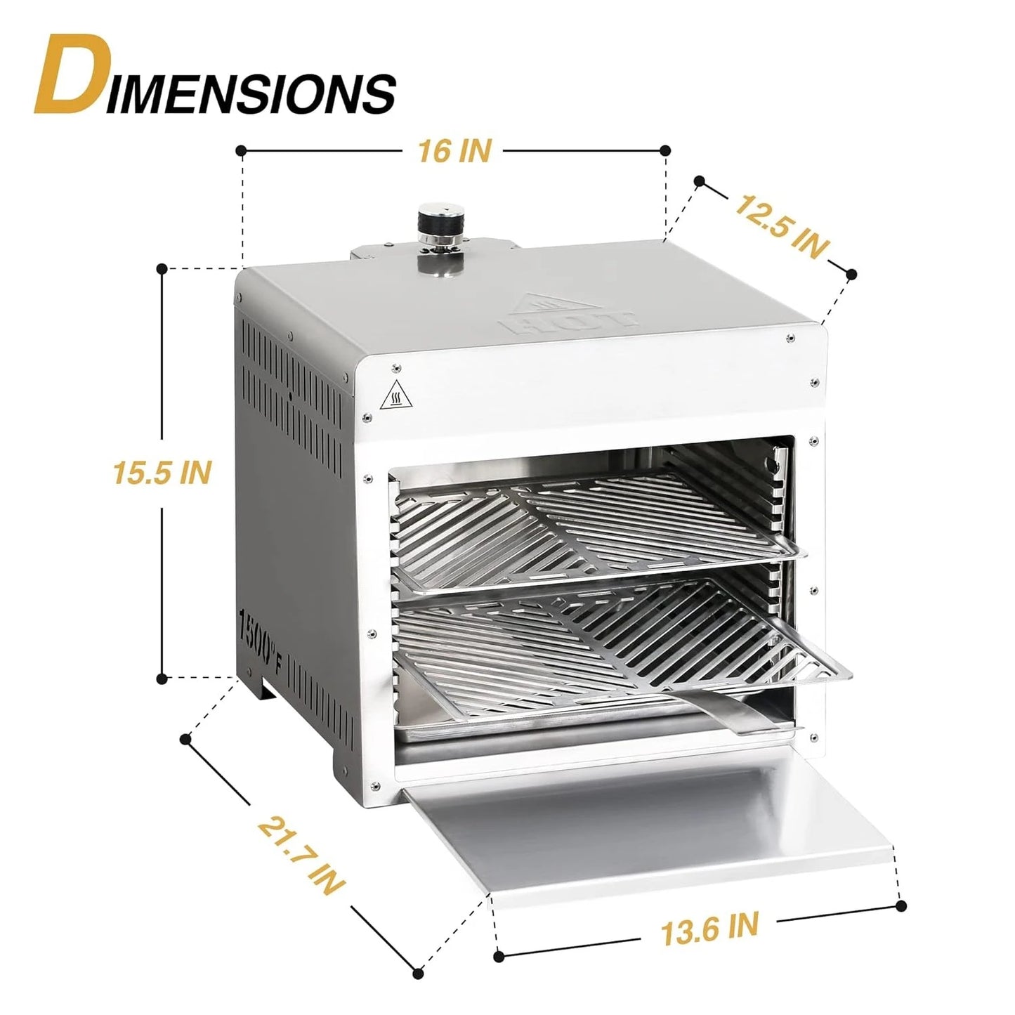 1500°F Portable Infrared Propane Gas Grill - Outdoor Steak Broiler Sear Station with Pizza Customized Salamander BBQ Grill