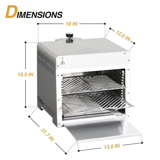1500°F Portable Infrared Propane Gas Grill - Outdoor Steak Broiler Sear Station with Pizza Customized Salamander BBQ Grill