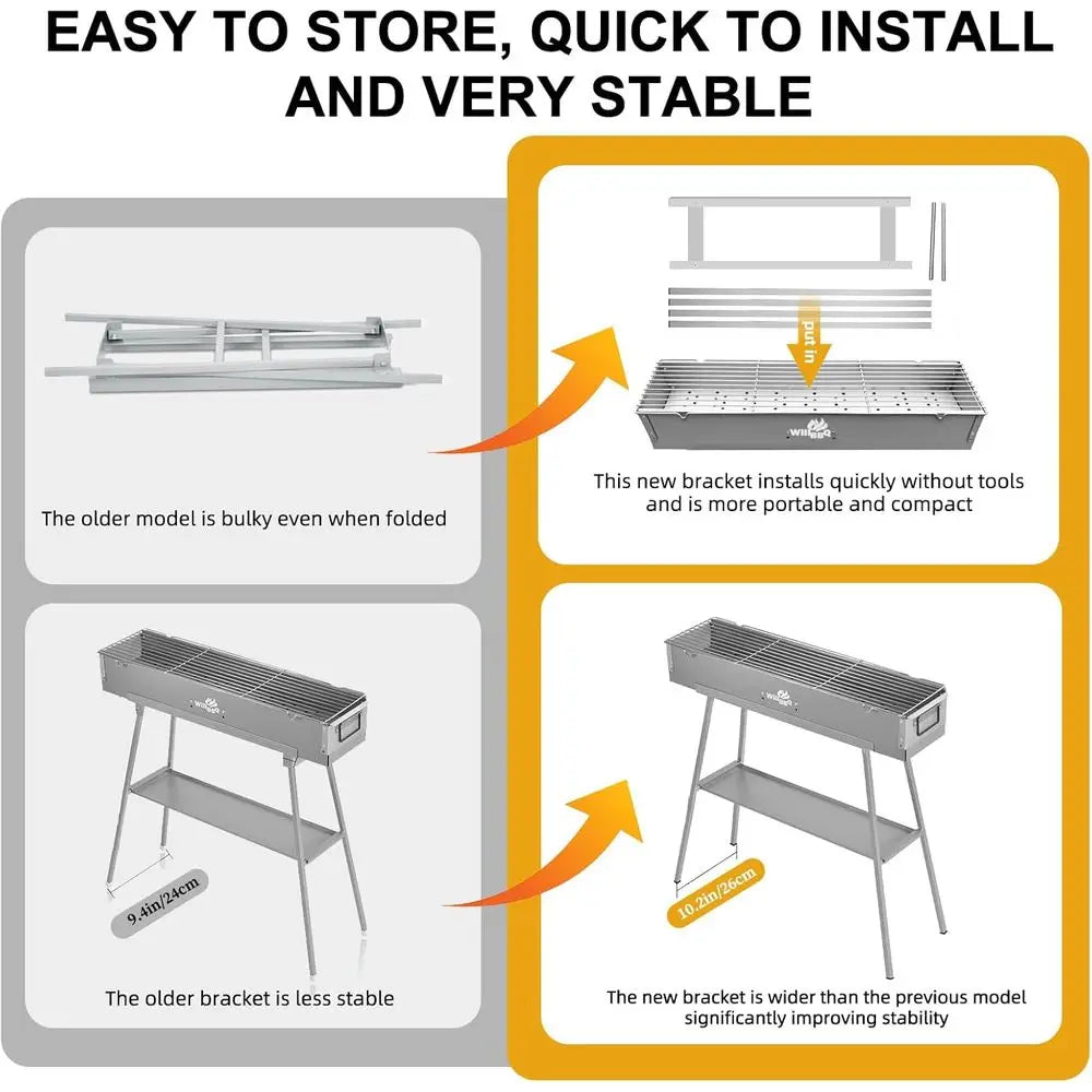 Charcoal Grill Taiate Parties, Patio, Beach Barbec, Backyard Gatherings,Alloy Steel BBQ Barbecue Outdoor Grilling with Durable S