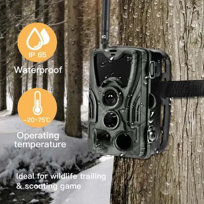 HC-801pro 4G Hunting Trail Camera 4K Video Live Show Night Vision Photo Trap 30MP APP Bluetooth Control Wildlife Cameras