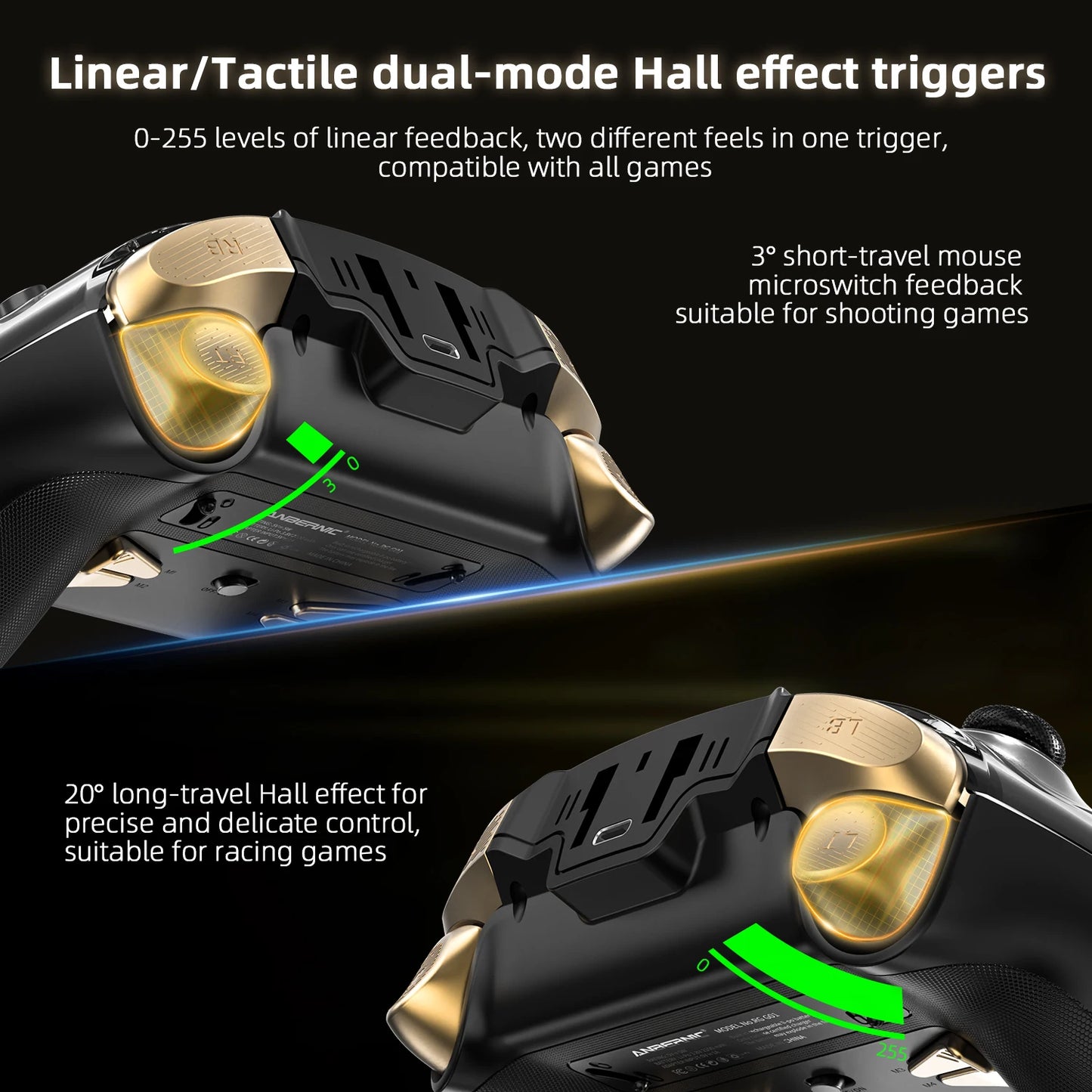 RG G01 Retro Games Controller Hall Effect Triggers Bluetooth/Wired/Wireless XBOX Gamepad for PC Android IOS Steam Linux