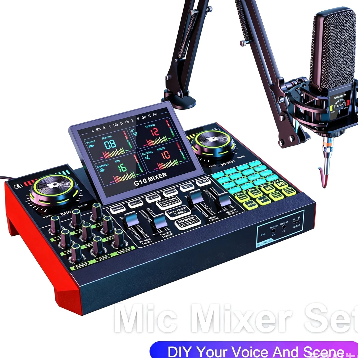 Professional Microphone Bundle with Voice Changer & Reverb Kit for Podcasting, Influencers, Kols, Singing, Gaming, And Djing. This Controller Equipment Is Designed for Studio-Quality Recording And Electronic Music Mixing