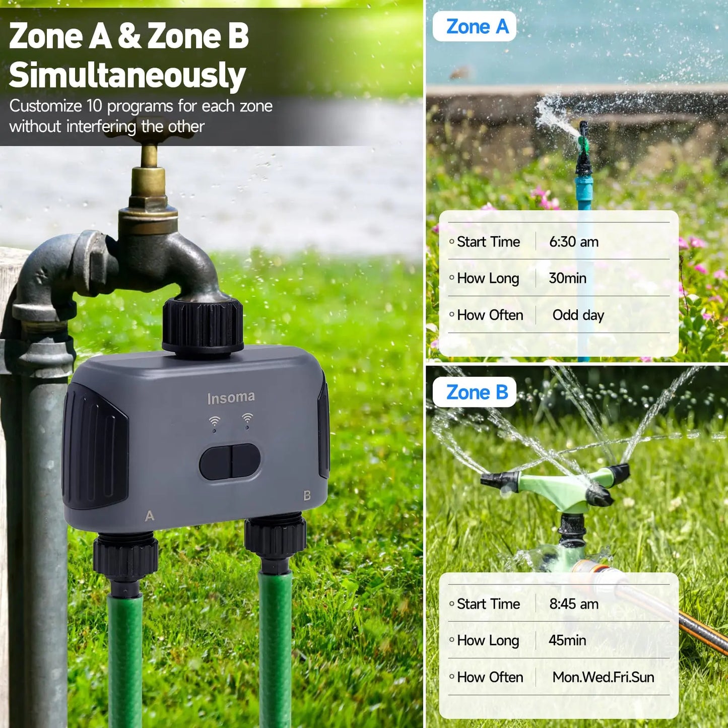 Automatic Water Timer Zigbee Wifi 2-Outlet Garden Irrigation Watering System Sprinkler Programmer Tools support Alexa