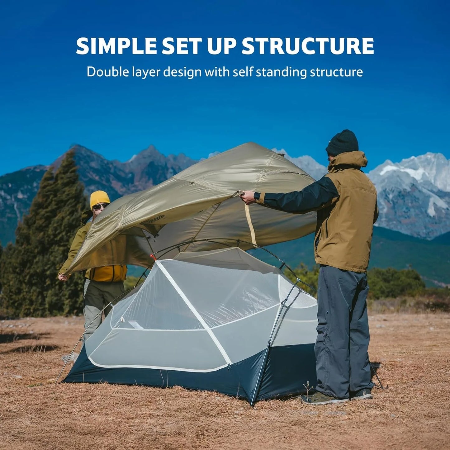 Ultralight Backpacking Tent 15D Nylon Waterproof Hiking Tent 1/2 Person Riding Travel Trekking Shelter Tent