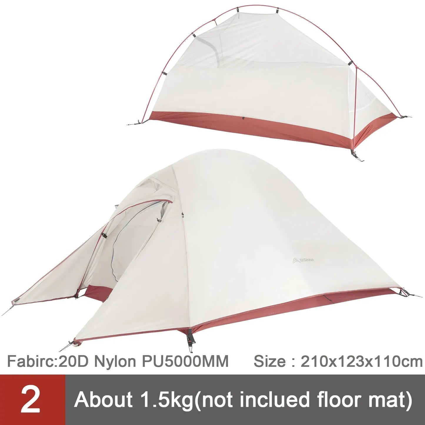 Ultralight Camping Tent Backpack Tent 20D Nylon Waterproof Outdoor Hiking Travel Tent Cycling Tent 1-2 Person
