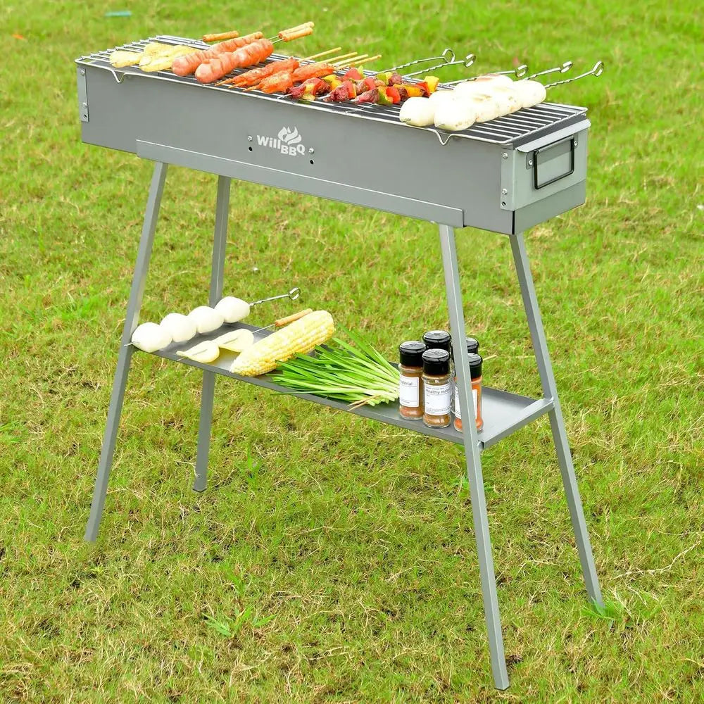 Charcoal Grill Taiate Parties, Patio, Beach Barbec, Backyard Gatherings,Alloy Steel BBQ Barbecue Outdoor Grilling with Durable S