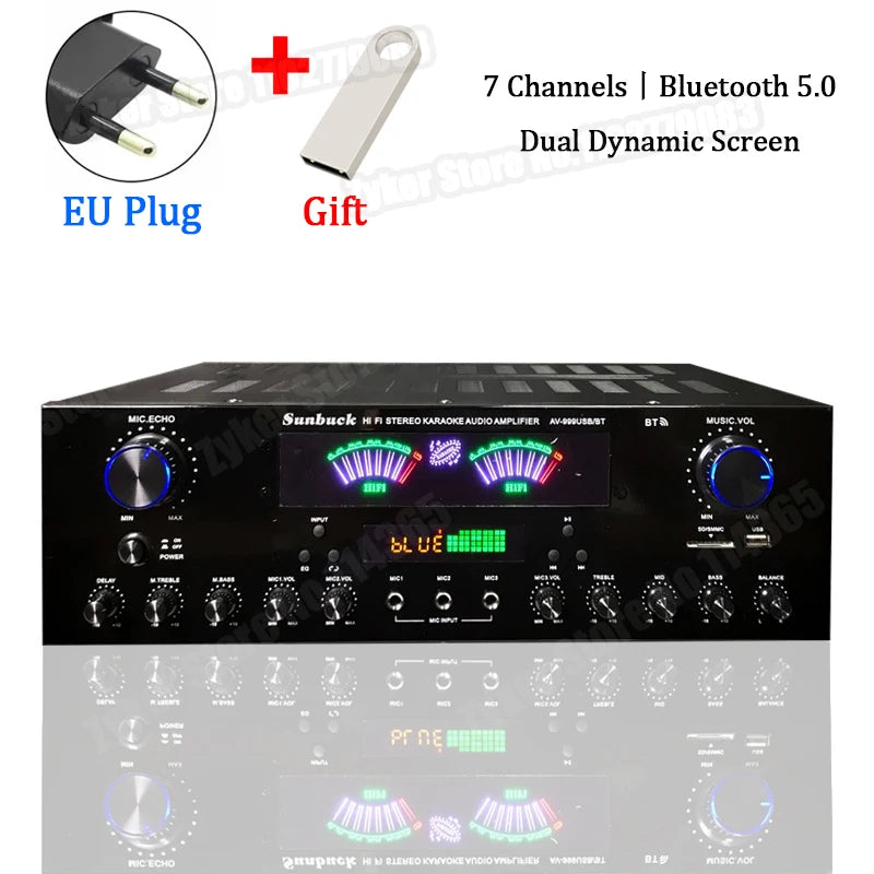 Bluetooth HiFi Sound Amplifier Dual Dynamic Screen Subwoofer High-power Amplifier s For Home Cinema System Karaoke