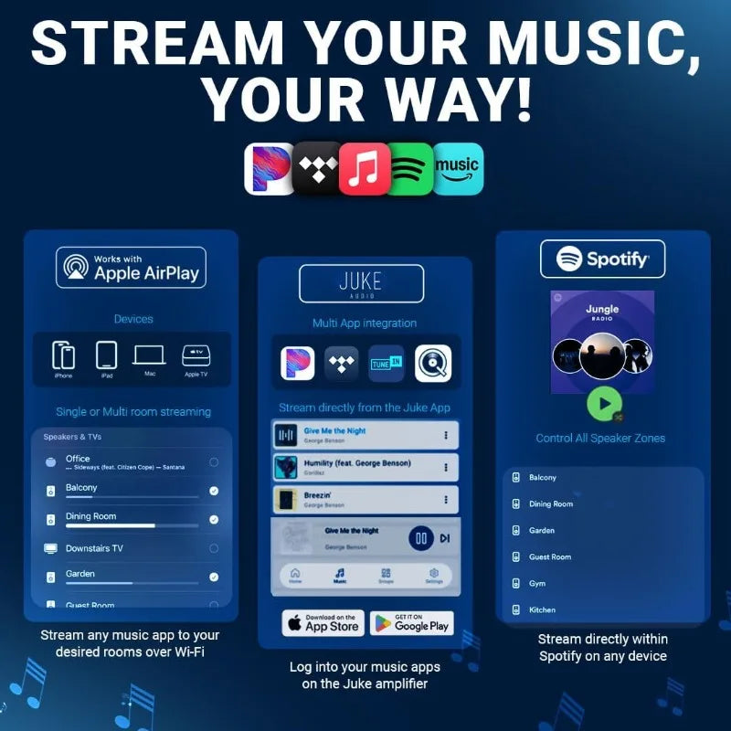 8: 8 Zone Multi-Room Amplifier | Built-in Music Streaming & Wireless App Control | Supports 8 Audio Sources Simultaneously