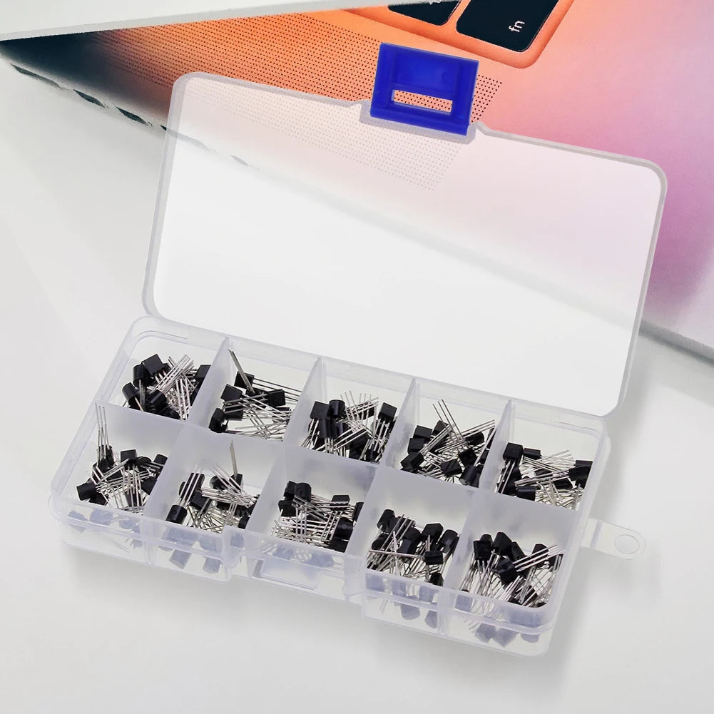 200PCS Transistor Kit Assortment Box 10 Values TO-92 2N2222 2N2907 2N3904 2N3906 S8050 S8550 A1015 C1815