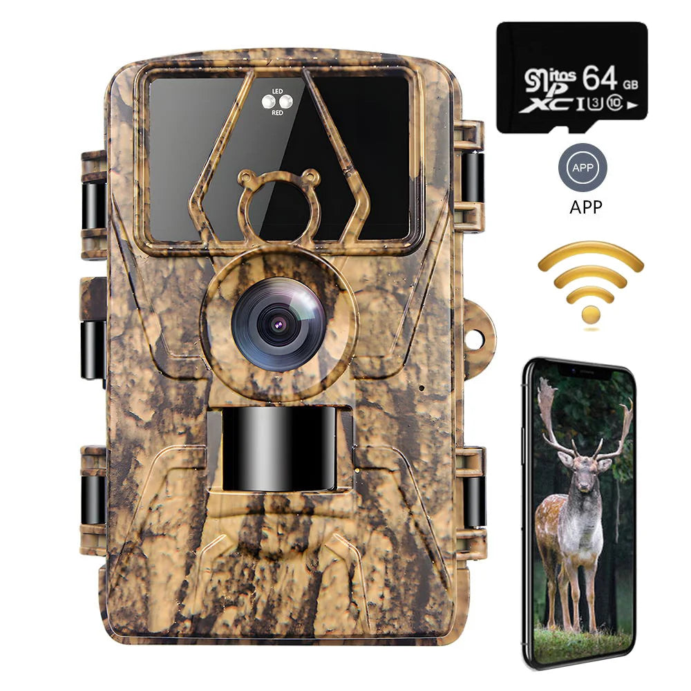8K WiFi Waterproof Trail Camera PR801W 60MP Supports APP Viewing for Outdoor Animal Hunting Night Vision and Farm Monitoring