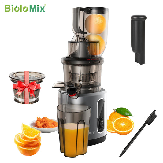 Cold Press Juicer with 78mm Feed Chute, 200W 40-65RPM Powerful Motor Slow Masticating Juice Extractor Fits Whole Fruits