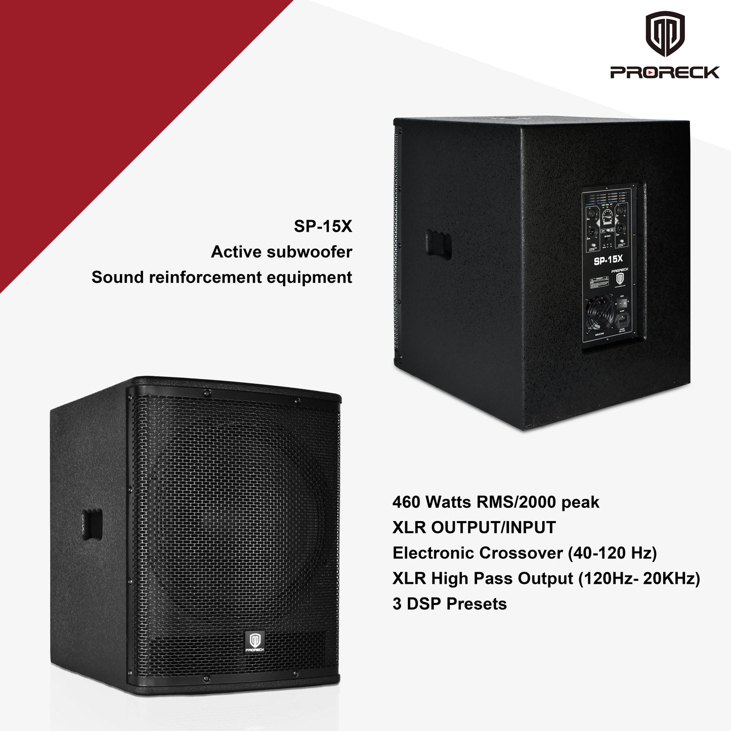 Active Powered PA Subwoofer 15 Inch 2000W PMPO Class-D Amplifier 3 DSP Presets Bass Reinforcement(ONE SUBWOOFER）
