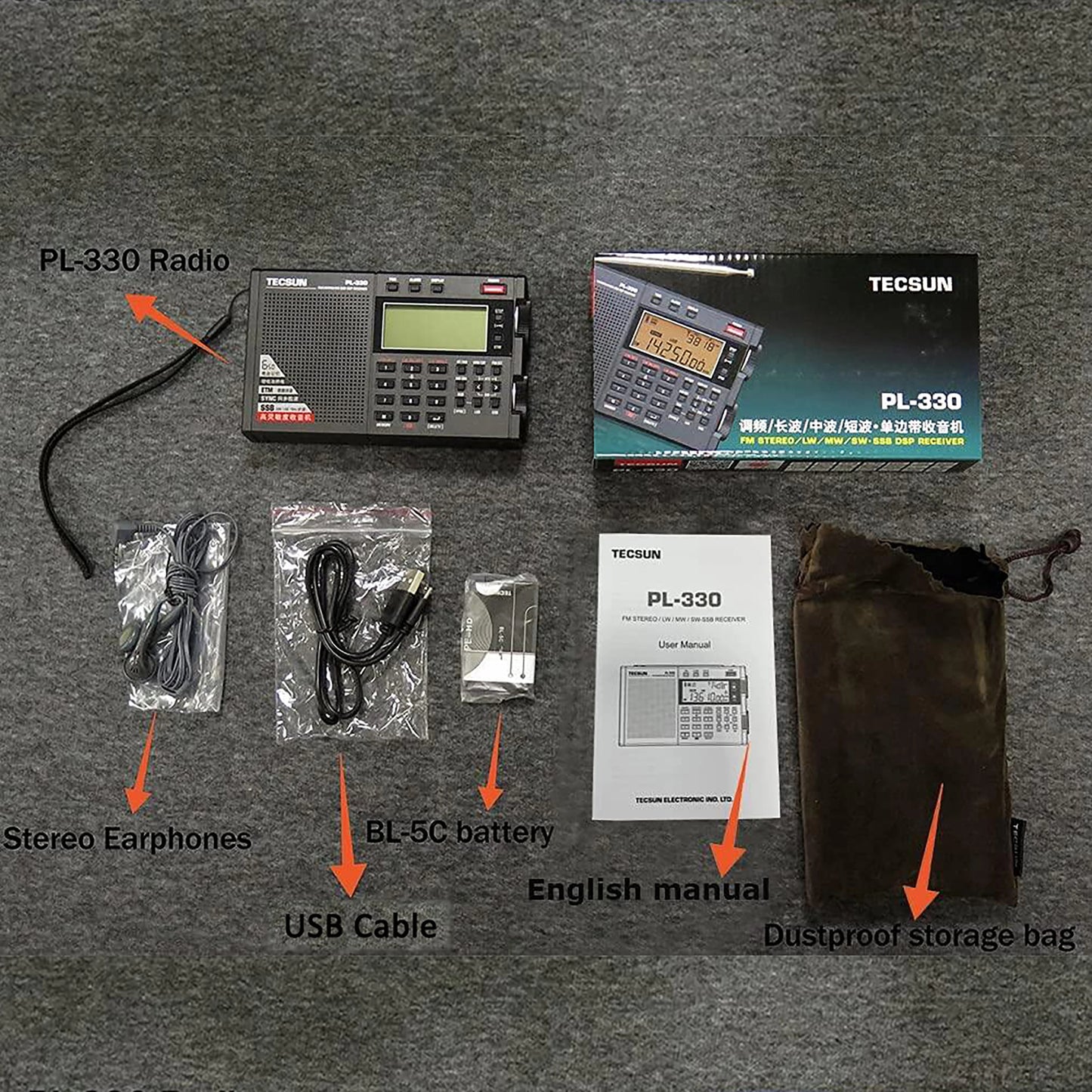FM/MW/SW/LW SSB DSP Full-Band Radio Multi-functional Portable Radio Receivers High Sensitivity Radio PL330