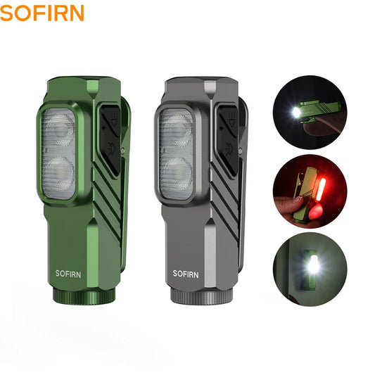 SOFIRN EDC Light ST10 1000LM Multi-Function Flashlight USB C 14500 Rechargeable with Red Led 660NM Torch clip Dual Switch
