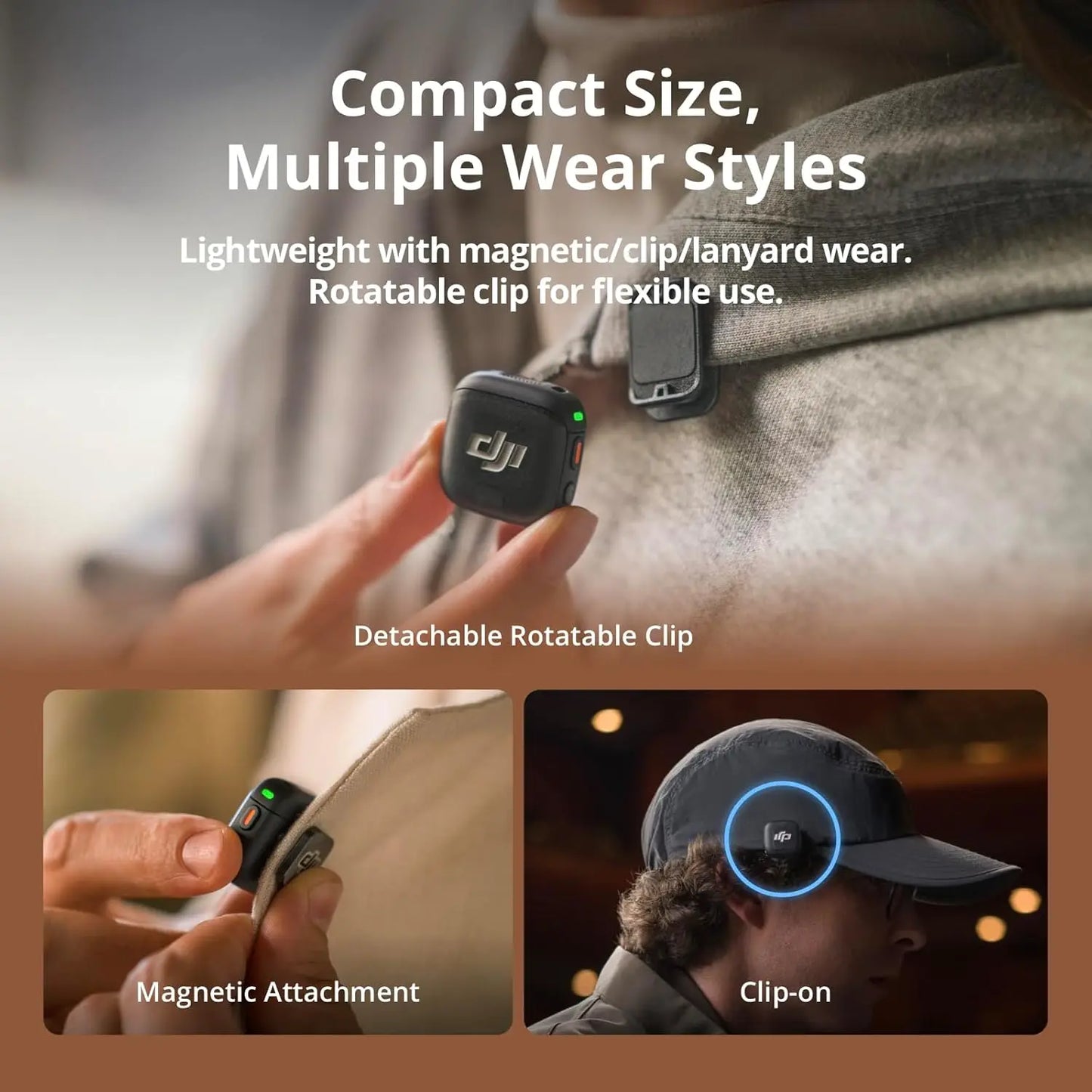 DJI Mic 3 Wireless Microphone Set with Charging Case Ultralight Adaptive Gain Control Dual Band Anti-Interference 28hrs Vlog Ready for iPhone Camera Android