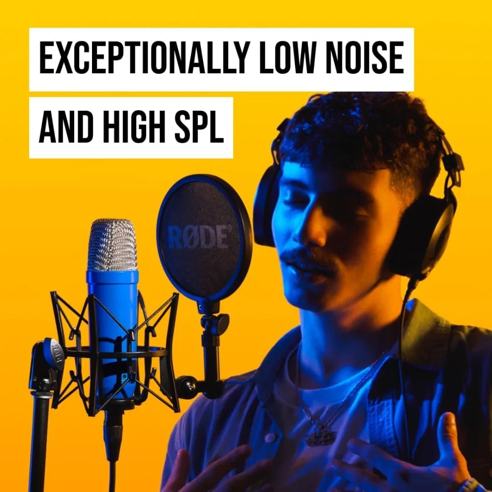 Large-Diaphragm Condenser Microphone with Shock Mount, Pop Filter & XLR Cable for Music, Vocal, Streaming & Podcasting (Cobalt)