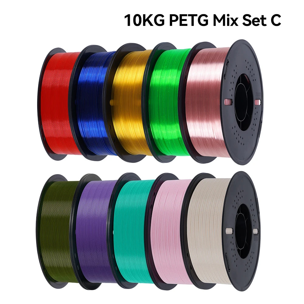 22LBS PETG or PLA filament 3D Printer Filament 10 Rolls 1KG 1.75MM Eco-Friendly Good Toughness Mix Color Free Shipping