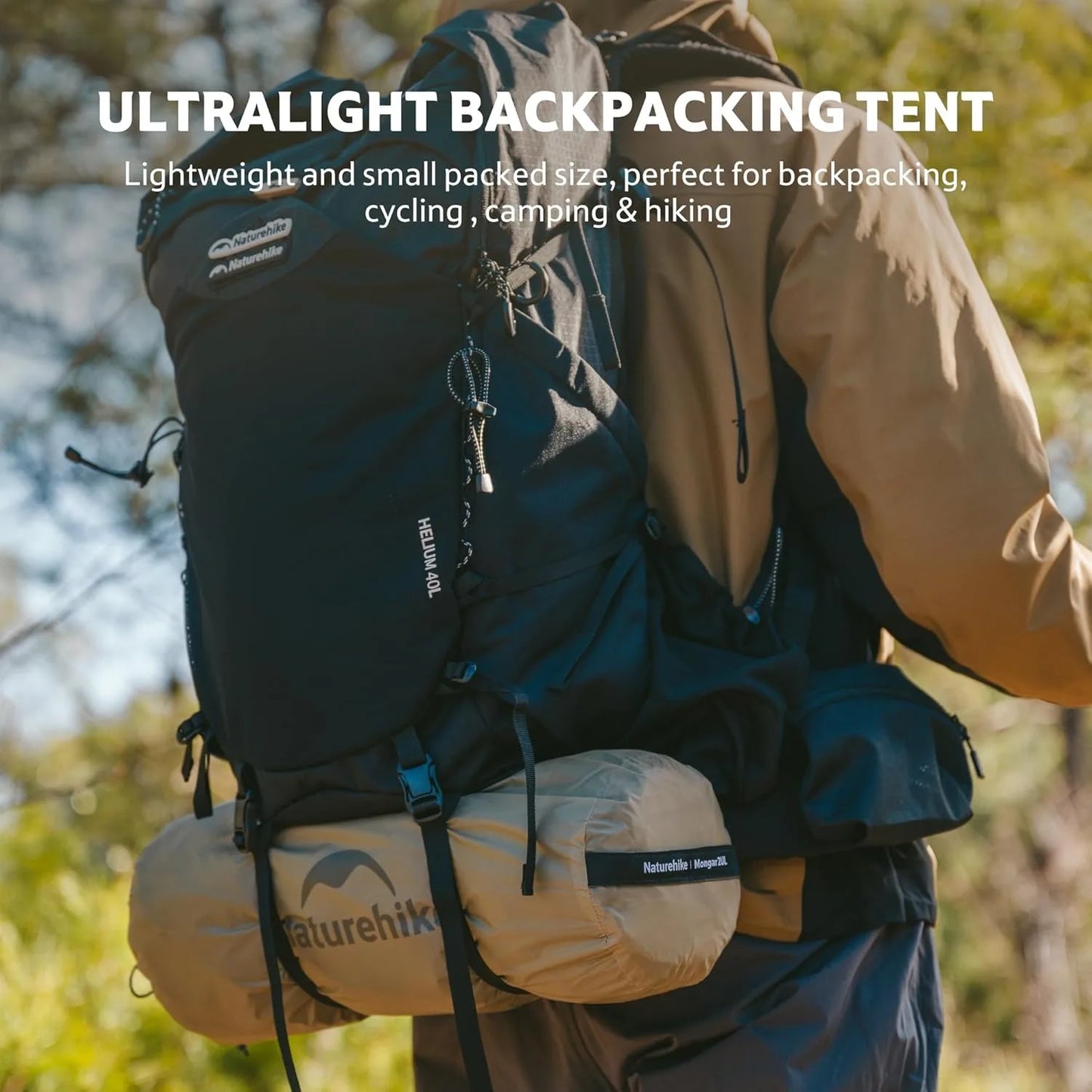 Ultralight Backpacking Tent 15D Nylon Waterproof Hiking Tent 1/2 Person Riding Travel Trekking Shelter Tent