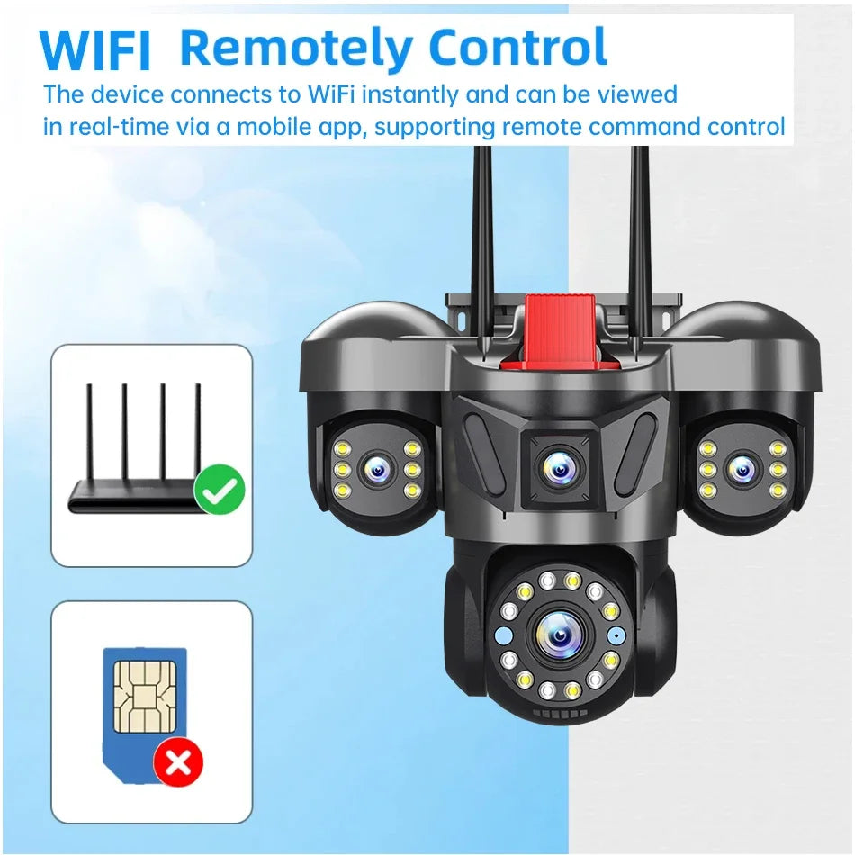 24MP Outdoor WiFi Camera Triple Lens Home Security CCTV Video Surveillance System With Night Vision Triple Screens