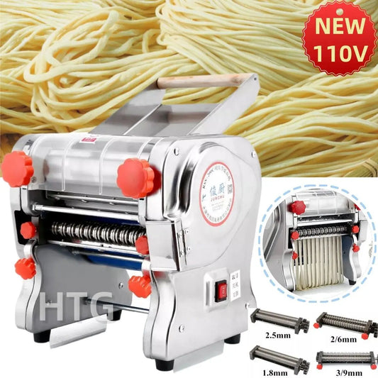550W Electric Pasta Maker Noodle Machine Dumpling Skin Roller Steel  Full Stainless Steel Dual Knife Noodle Maker For Commercial