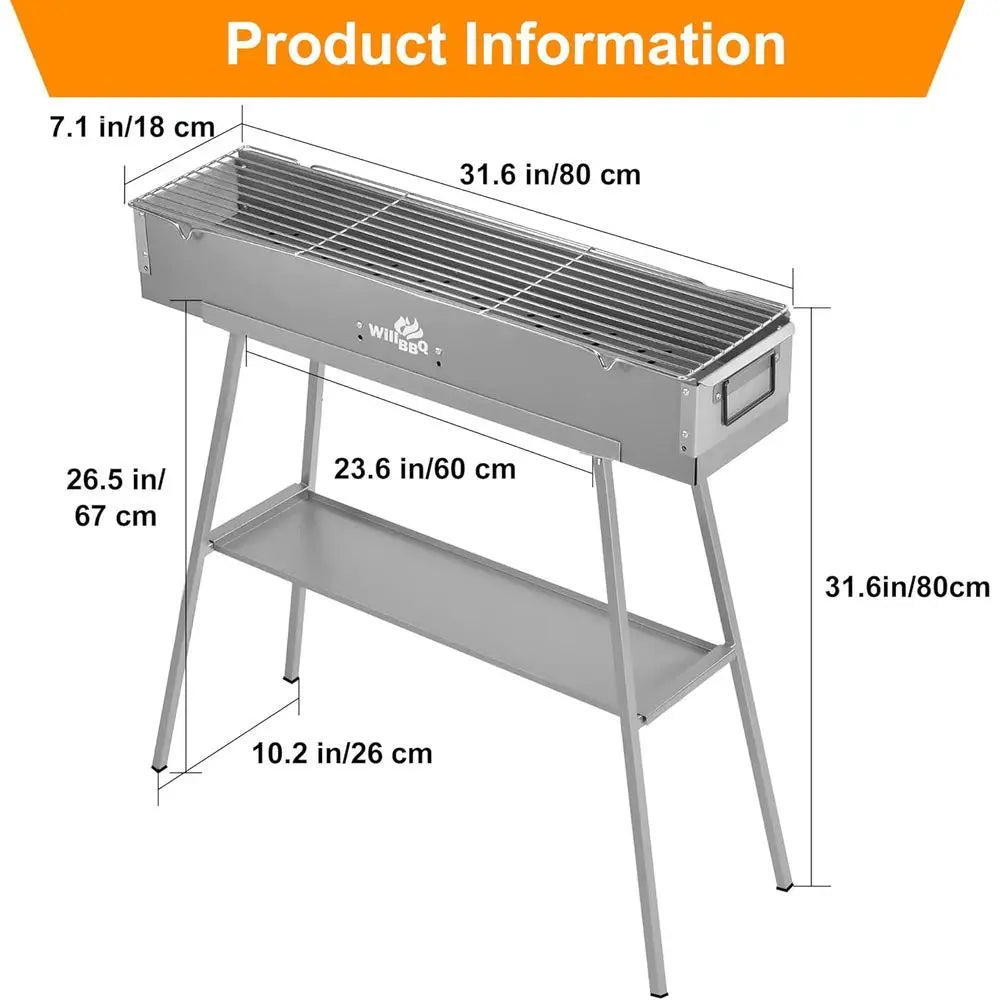 Charcoal Grill Taiate Parties, Patio, Beach Barbec, Backyard Gatherings,Alloy Steel BBQ Barbecue Outdoor Grilling with Durable S