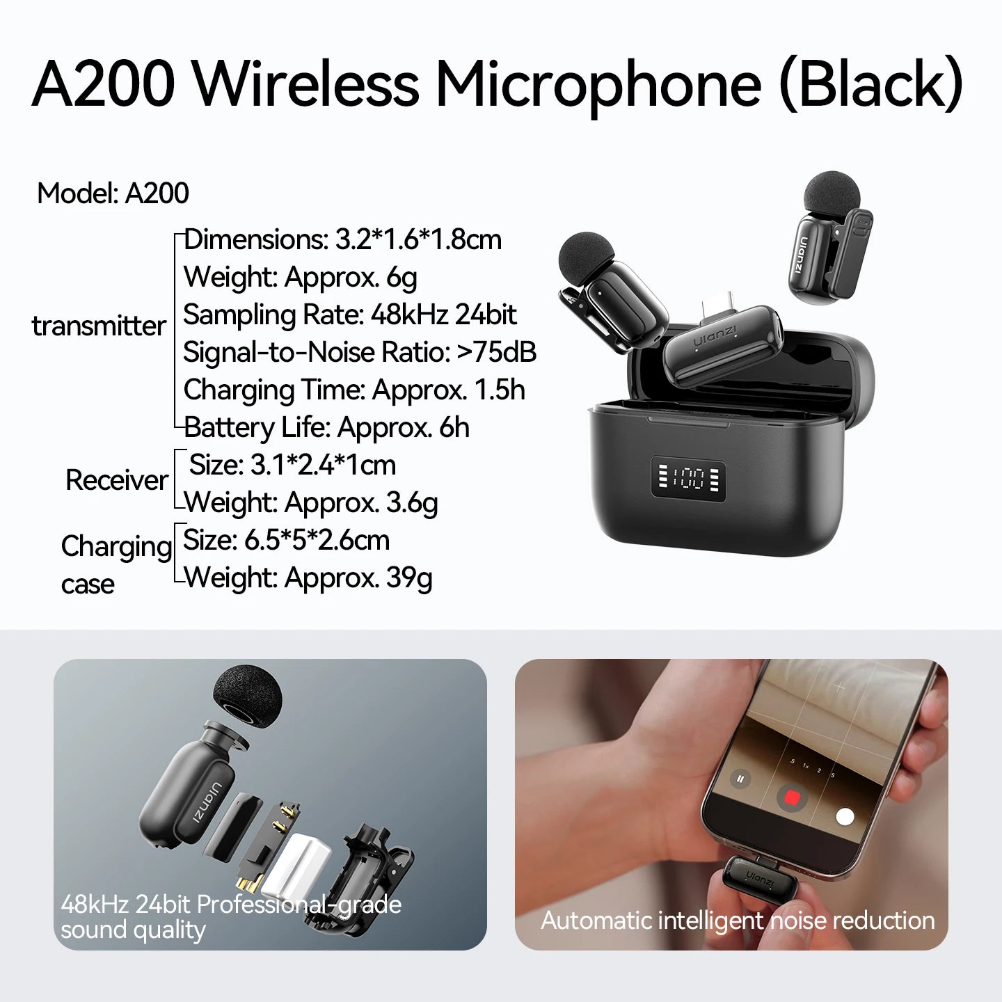 Wireless Lavalier Microphone Audio Video Recording Mini Mic Plug Play For Smartphone Android iPhone Live Broadcast